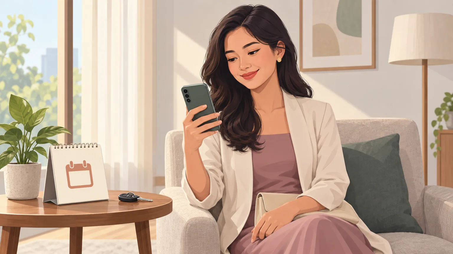 Seorang tamu melihat detail acara yang ditonjolkan di bagian awal undangan digital pada ponsel.
